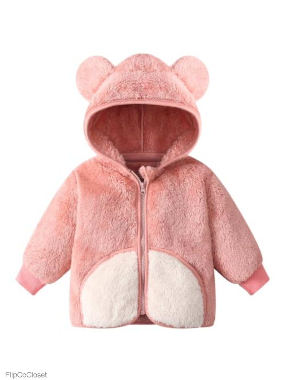 Toddler Fleece Hooded Jacket Bear Ear Sherpa Winter Coat